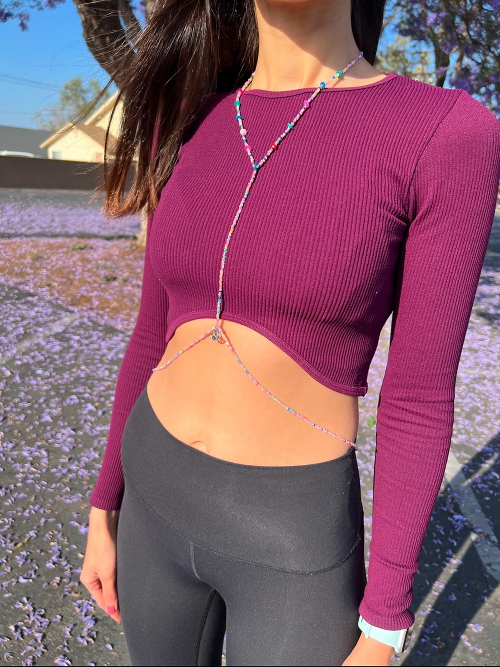 ZARA long sleeve purple color crop top